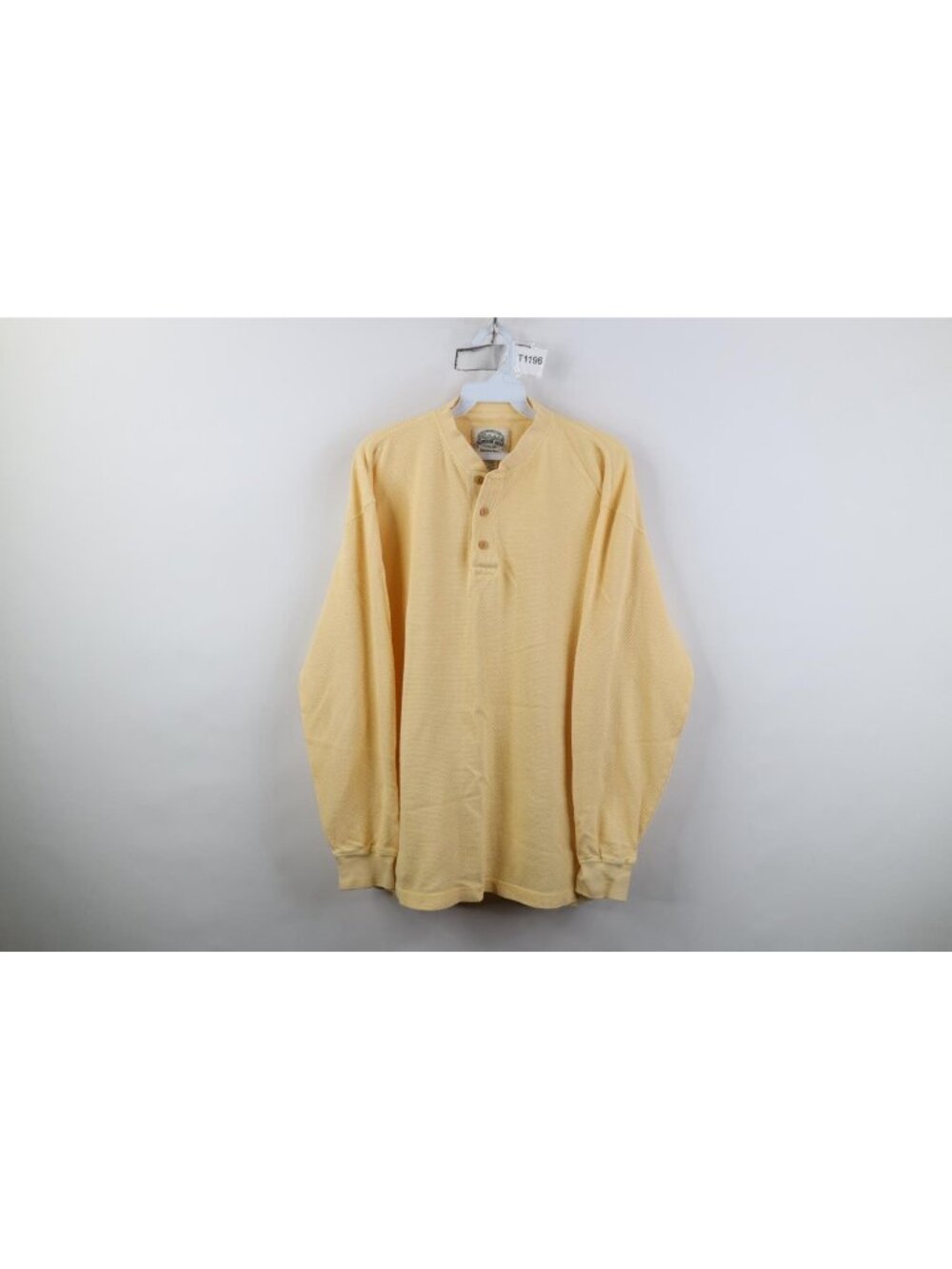 Vintage 90s Cabelas Mens Medium Blank Cotton Thermal Waffle Knit Henley T-Shirt